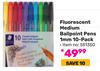Staedtler Fluorescent Medium Ballpoint Pens 1mm (10 Pack) 551350