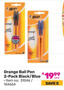 Bic Orange Ball Pen (2 Pack Black/Blue) 31046/104654-Each