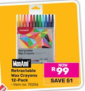 Monami Retractable Wax Crayons (12 Pack) 70206