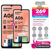 2 x Samsung Galaxy A06 64GB Smartphone-On Red Flexi 170 + Red Flexi 90