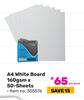 Butterfly A4 White Board 160gsm x 50 Sheets 305576-Per Pack