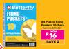 Butterfly A4 Plastic Filing Pockets 10 Pack 519608
