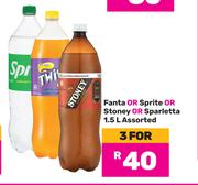 Fanta Or Sprite Or Stoney Or Sparletta Assorted-For 3 x 1.5L