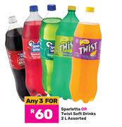 Sparletta Or Twist Soft Drinks Assorted-For 3 x 2L