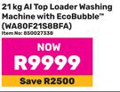 Samsung 21kg AI Top Loader Washing Machine With EcoBubble WA80F21S8BFA