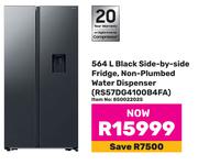 Samsung 564Ltr Black Side-By-Side Fridge (Non-Plumbed, Water Dispenser) RS57DG4100B4FA
