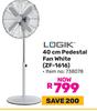 Logik 40cm Pedestal Fan (White) ZF-1616
