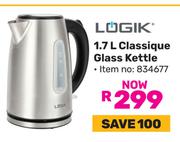 Logik 1.7Ltr Classique Glass Kettle