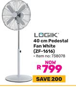 Logik 40cm Pedestal Fan (White) ZF-1616