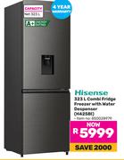 Hisense 323Ltr Combi Fridge Freezer With Water Despenser H425BI