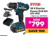 Ryobi 18V Starter Power Drill Kit XD-180 817010