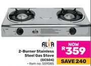 Alva 2 Burner Stainless Steel Gas Stove GCS04 559085