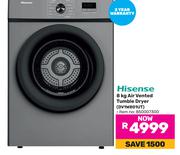 Hisense 8Kg Air Vented Tumble Dryer DV1W801UT 850007300