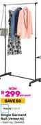 Mainstays Single Garment Rail VR10617G-Per Pack