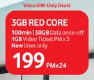Vodacom Mobile Data Sim-On 3GB Red Core