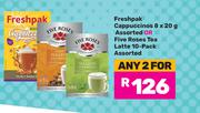 Freshpak Cappuccinos 8 x 20g Assorted Or Five Roses Tea Latter 10-Pack Assorted-For Any 2