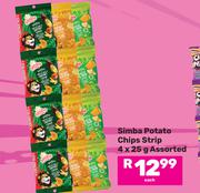 Simba Potato Chips Strip Assorted- 4 x 25g 