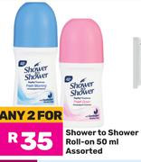 Shower To Shower Roll On Assorted-For 2 x 50ml