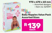 Little One Baby Nappies Value Pack Assorted Sizes-Each