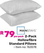  Mainstays 2 Pack Hollowfibre Standard Pillows (763578)-Per Pack