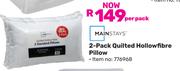 Mainstays 2-Pack Quilted Hollowfibre Pillow-Per Pack