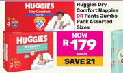 Huggies Dry Comfort Nappies Or Pants Jumbo Pack (Assorted Sizes)-Each