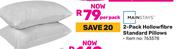 Mainstays 2-Pack Hollow Fibre Standard Pillows-Per Pack