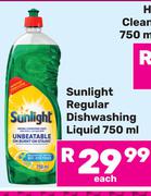   Sunlight Regular Dishwashing Liquid-750ml Each