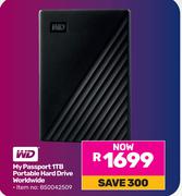 WD My Passport 1TB Portable Hard Drive Worldwide 850042509
