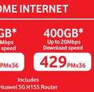 Vodacom Home Internet 400GB Incl Huawei 5G H155 Router