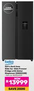 Beko 521L Dark Inox Side By Side Freezer Fridge With Water Dispenser GNO532B 850024039
