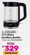 Logik 1.7L Glass Cordless Kettle 850028237