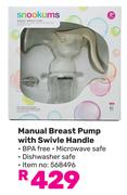 Snookums Manual Breast Pump With Swivel Handle 568496