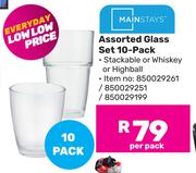 Mainstays Assorted Glass Set 10 Pack 850029261/850029251/850029199