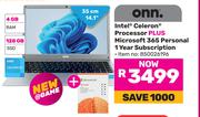 ONN Intel Celeron Processor Plus Microsoft 365 Personal 1 Year Subscription 850026196