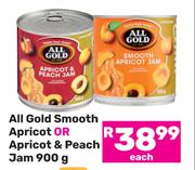 All Gold Smooth Apricot Or Apricot & Peach Jam-900g