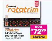 Mondi Rotatrim A4 White Paper 500 Sheet Ream 551423