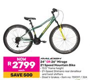 Raleigh 24" Or 26" Mirage 21 Speed Mountain Bike-Each