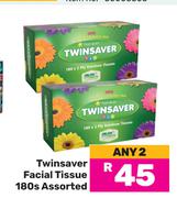 Twinsaver Facial Tissue Assorted-For Any 2 x 180s Pack