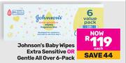 Johnson's Baby Wipes Extra Sensitive Or Gentle All Over (6 Pack)-Each