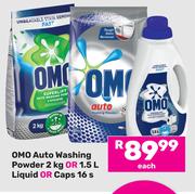 Omo Auto Washing Powder 2Kg Or 1.5Ltr Liquid Or Caps 16s Pack-Each