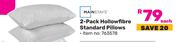 Mainstays 2-Pack Hollowfibre Standard Pillows-Each
