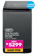 Defy 14Kg Top Loader Washing Machine DTL160