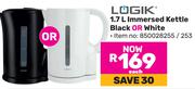 Logik 1.7L Immersed Kettle Black Or White 850028255/253