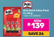 Pritt Glue Stick Value Pack-3 x 43g
