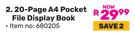Butterfly 20 Page A4 Pocket File Display Book