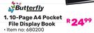 Butterfly 10 Page A4 Pocket File Display Book