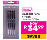 Simple Choice Black Gel Pens 4 Pack