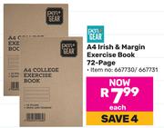 Pen + Gear A4 Irish & Margin Exercise Book 72 Page