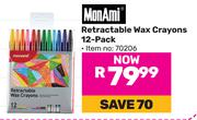 MonAmi Retractable Wax Crayons 12 Pack